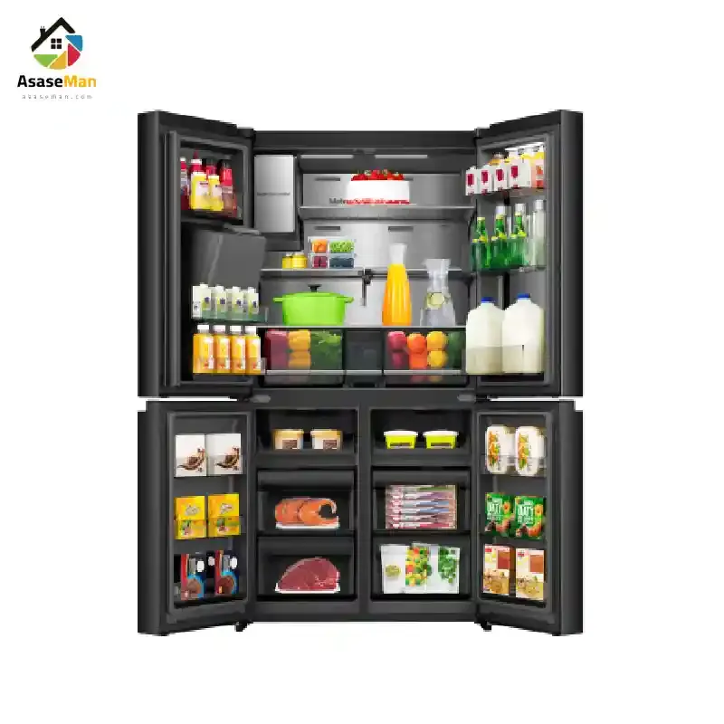 فضای داخلی یخچال فریزر 4 درب هایسنس مدل RQ9P780TTB1